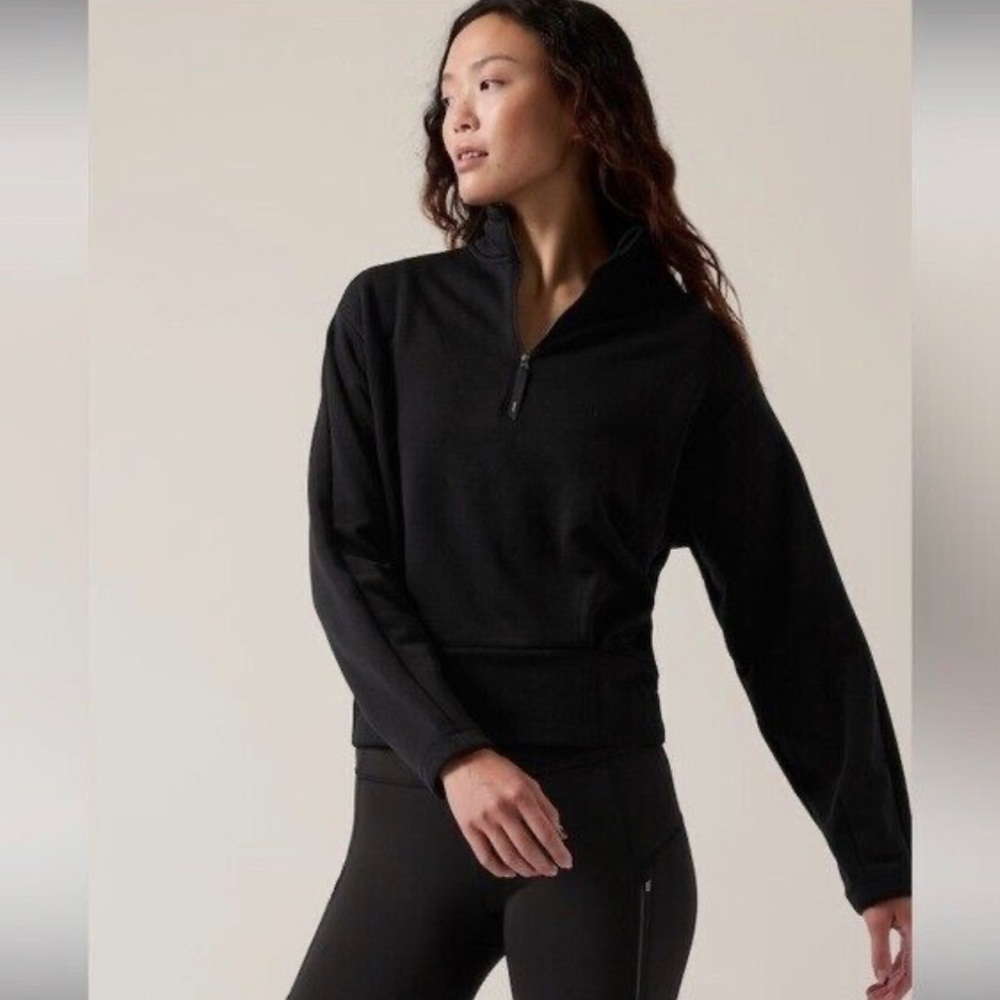 NWT Athleta Altitude Polartec Half Zip Sweatshirt Black 1x 2x